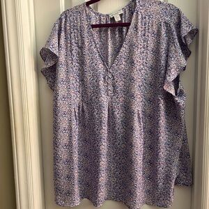 3X Carolina Belle Floral V-Neck Women's Top